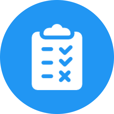 Checklist icon with checkmarks and cross.